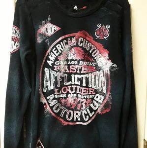 Affliction Motor Club Distressed Sweater M